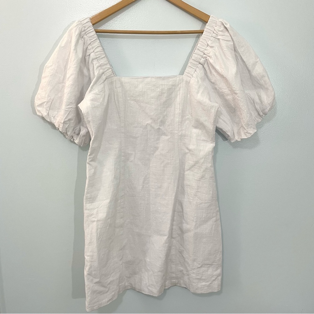 NWT SNDYS X Revolve White Tuscany Cotton Puff Sleeve Mini Dress Smock Boho XL - Picture 5 of 11
